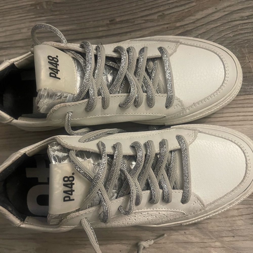 P448 White and Silver Sneakers